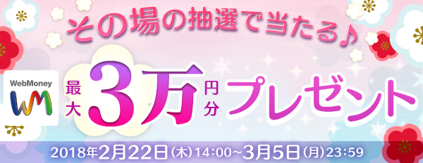 その場の抽選で当たる WebMoney最大3万円分プレゼントキャンペーン